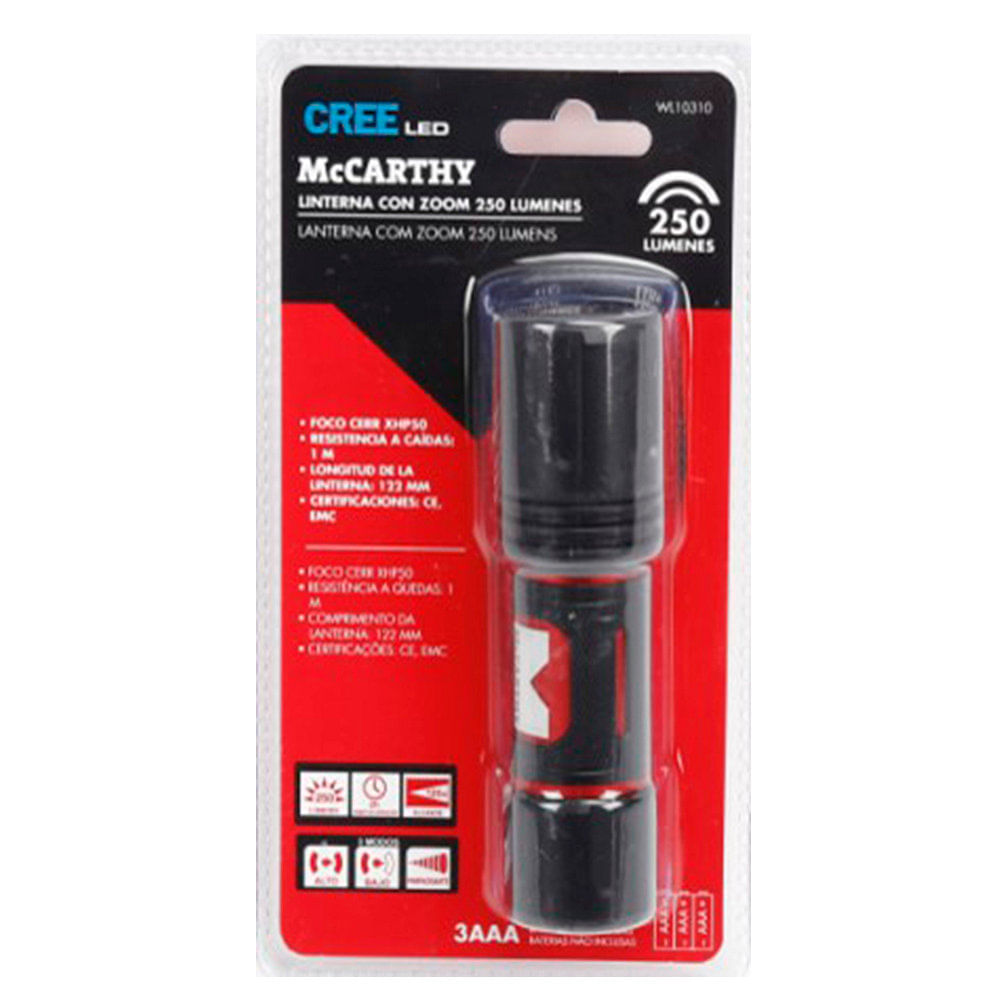 Linterna con Zoom 250 Lúmenes McCarthy