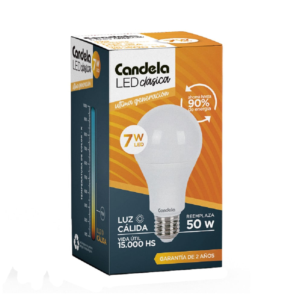 Lámpara Led Bulbo Cálida E27 7 W Candela