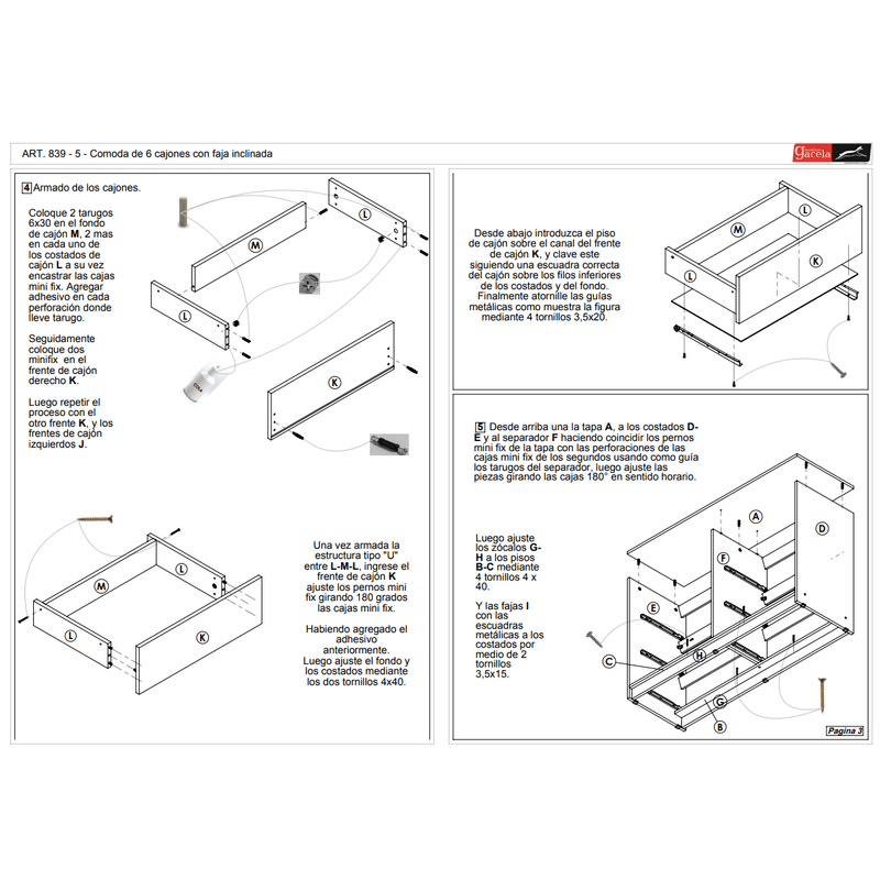 COMODA 6 CAJONES 839/5 GACELA – El mundo del mueble