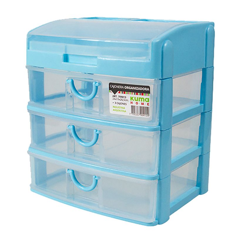  Organizador de plástico con 3 cajones, caja de