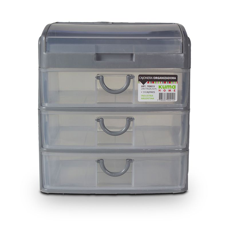 Cajonera Plastica Organizador De 3 Cajones 24x19x26.5 Cm