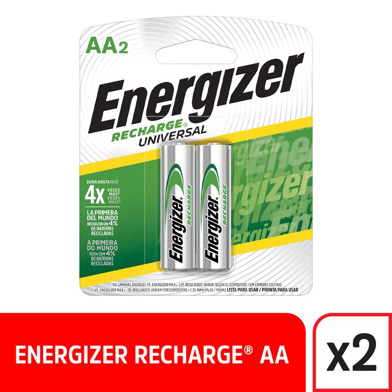 Pila Recargable Aa Energizer 2500Mh X2 Unidades Verde 9,5X11,5X1,54Cm - Easy