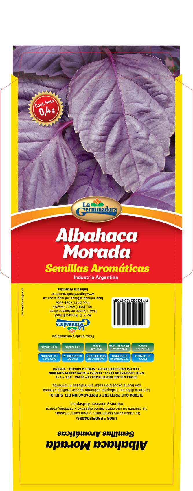 Semillas de Albahaca Morada 0,4 Grs La Germinadora