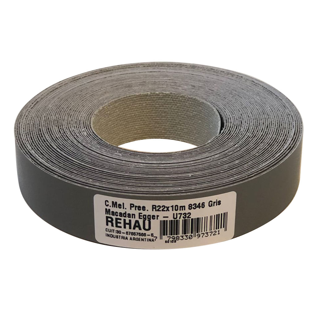 Tapacanto Melamina Gris Macadan 22 Mm 10 Mts Rehau