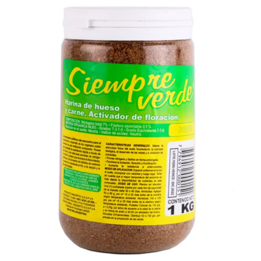 Fertilizante Harina de Hueso 1 Kg Todo Verde