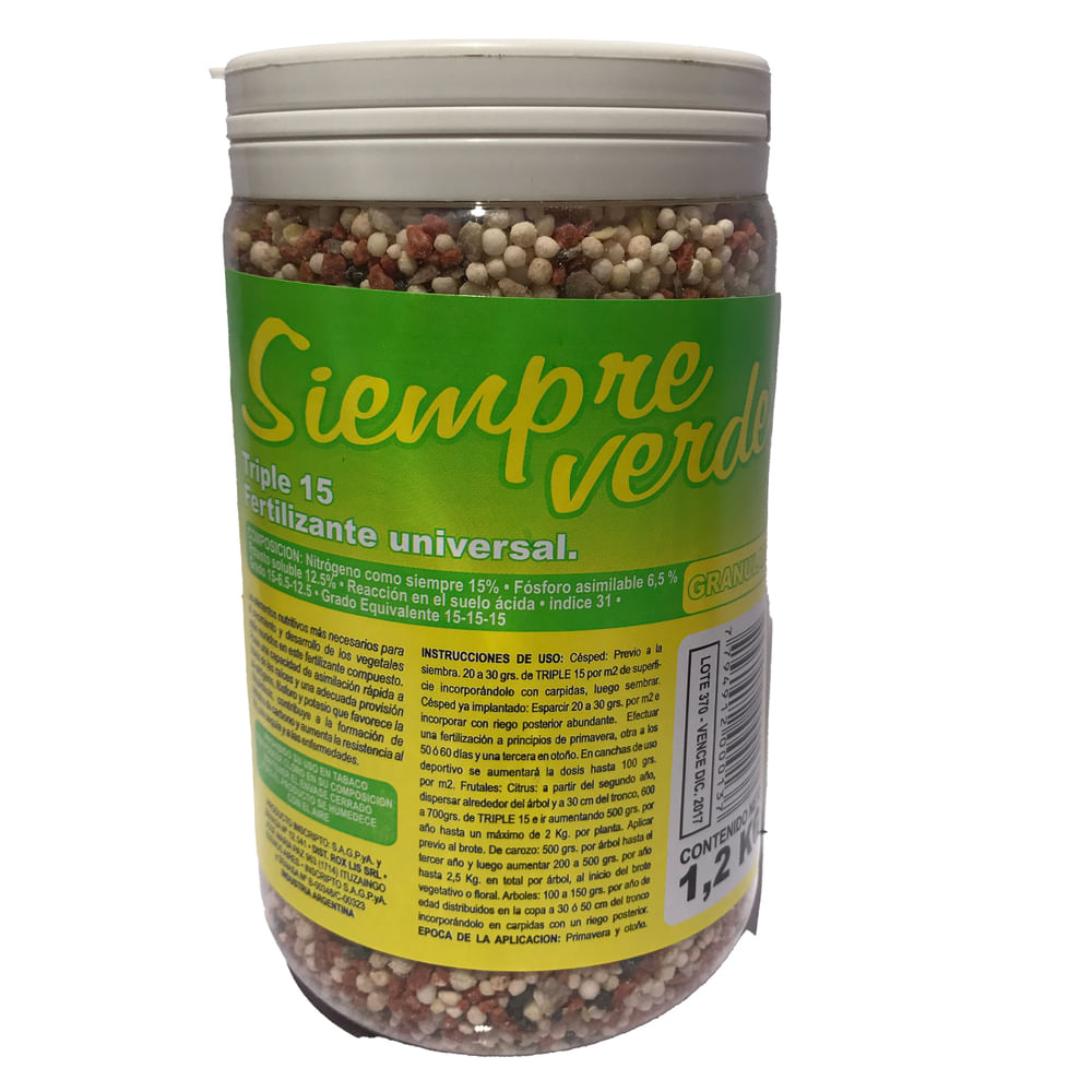 Fertilizante Triple 15 1.2 Kg Siempre Verde