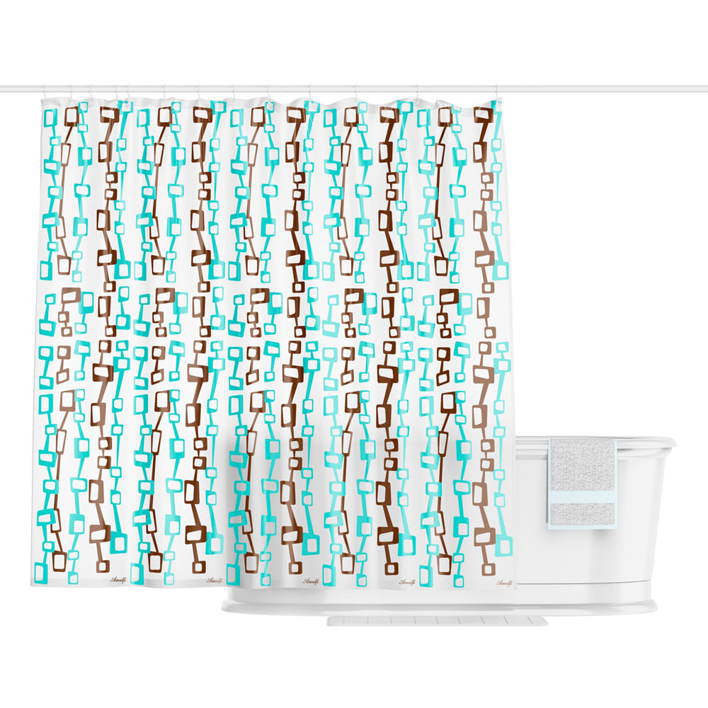 Cortina de Baño Polietileno Turquesa/Marrón 180x180 Cm Amalfi