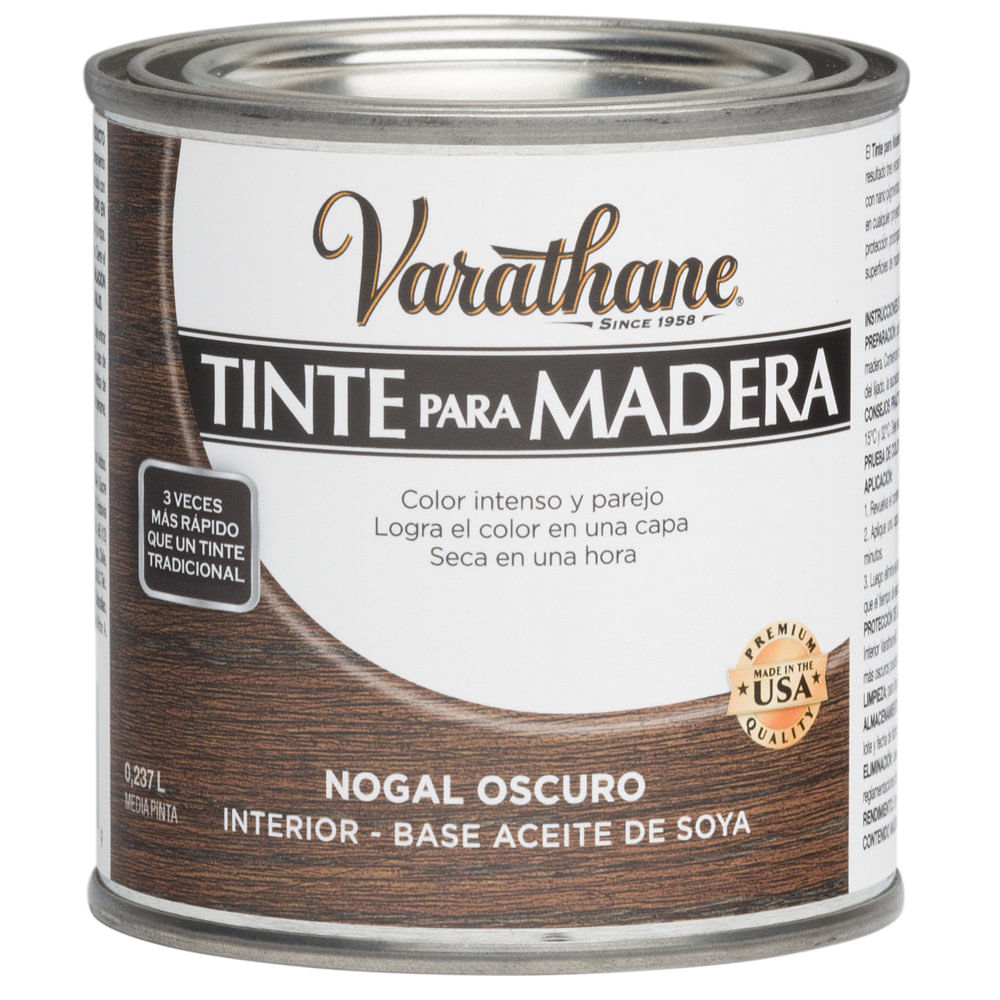 Tinta Para Madera Nogal Oscuro Interior 237 Ml Base Aceite Varathane