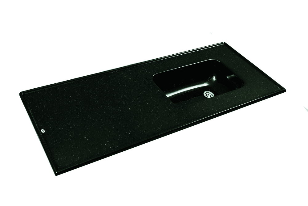 Mesada de Cocina Mármol Sintético 140X60 Cm Negro Sin Zócalo Durafort