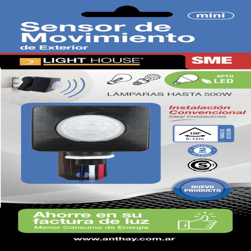 Sensor De Movimiento Exterior Hasta 500 - Easy