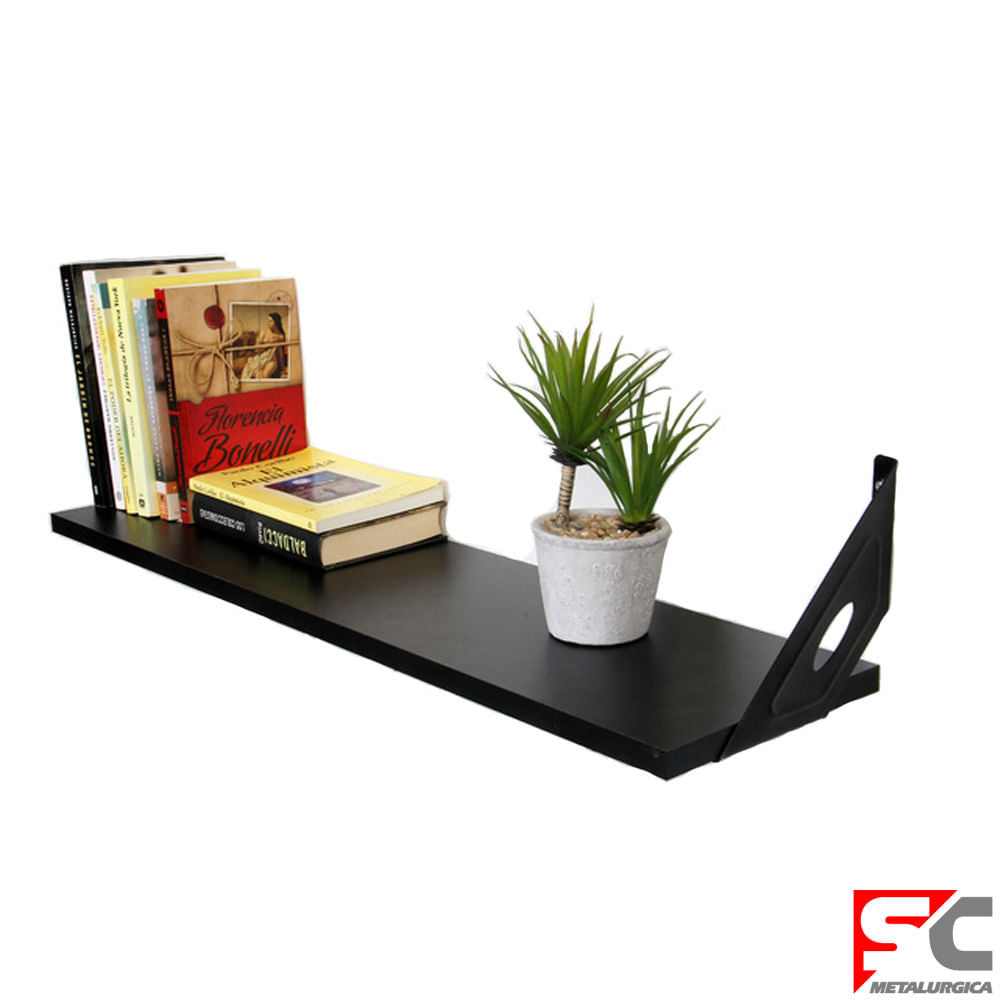 Estante 80x30 Cm Melamina Negro Sc Metalúrgica