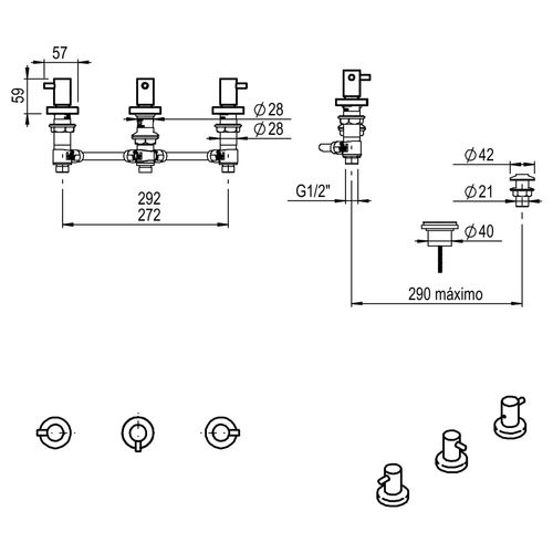 Grifería para Bidet Bimando Cromado Mini 2902
