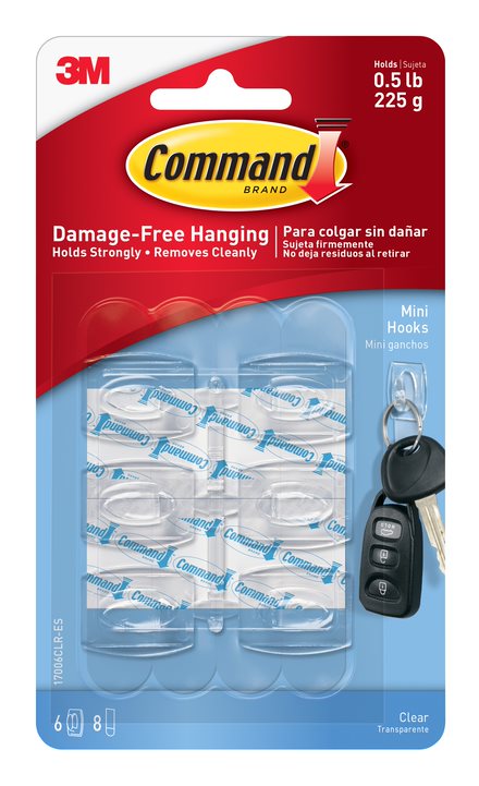 Gancho Plástico Transparente Mini 6 Un Command