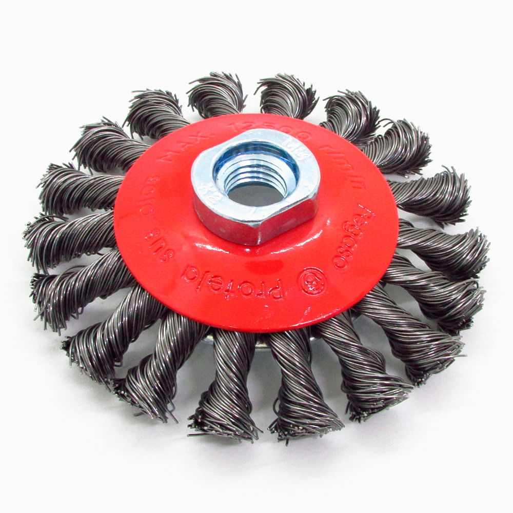 Cepillo Cono Trenzado de Acero para Amoladora 115 Mm Pegaso