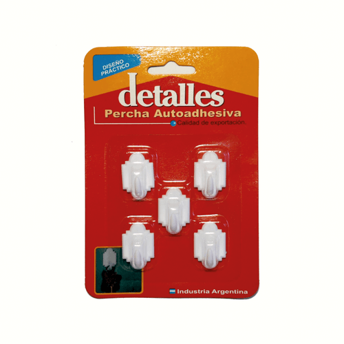 Percha Autoadhesiva 10X5 Cm Plástico Blanco Detalles