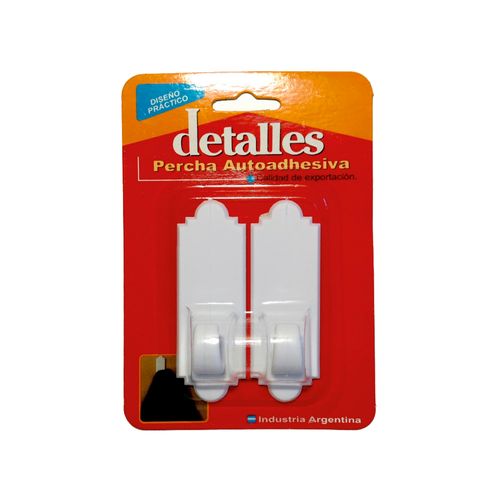 Percha Autoadhesiva 15X8 Cm Plástico Blanco Detalles