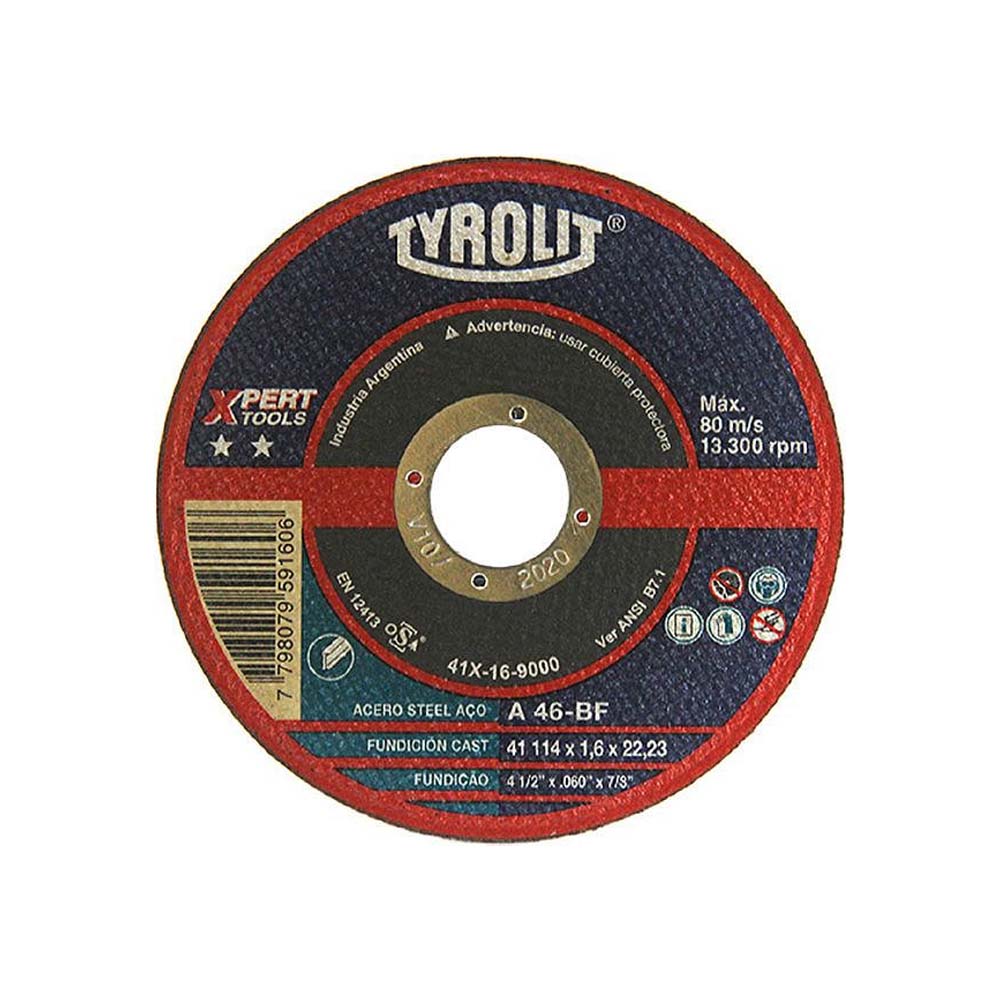 Disco Corte Metal 114x1.6 Mm A46-BF Tyrolit