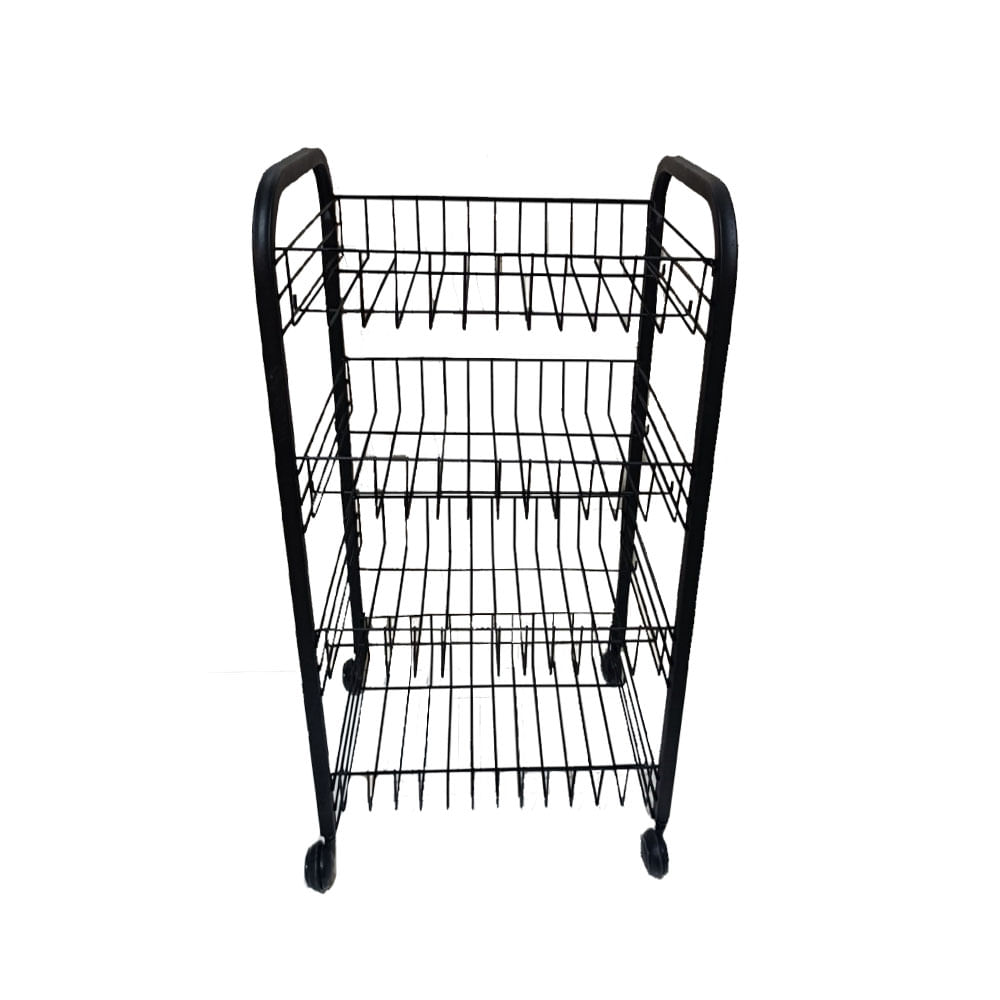 Carro Organizador Industrial Alambre 36x27x72 Cm Negro Industria IM