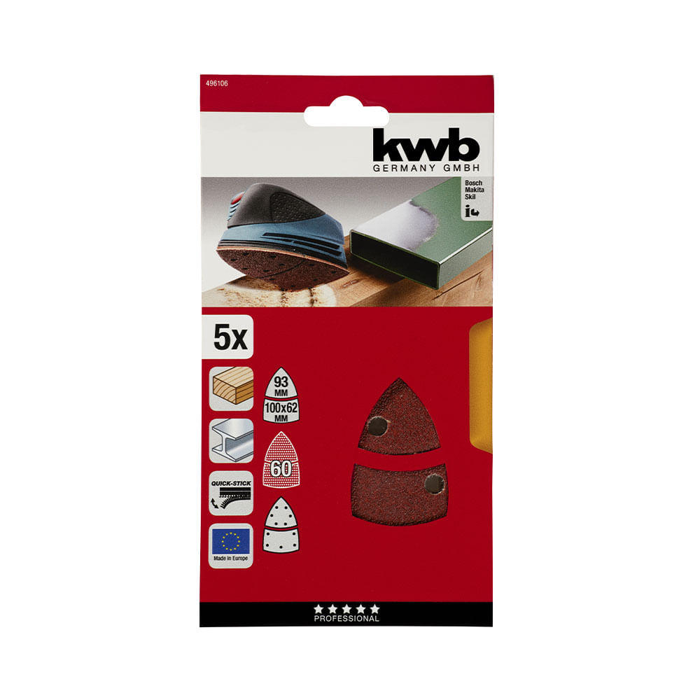 Set 5 Lijas Delta 93 Mm Grano 60 KWB