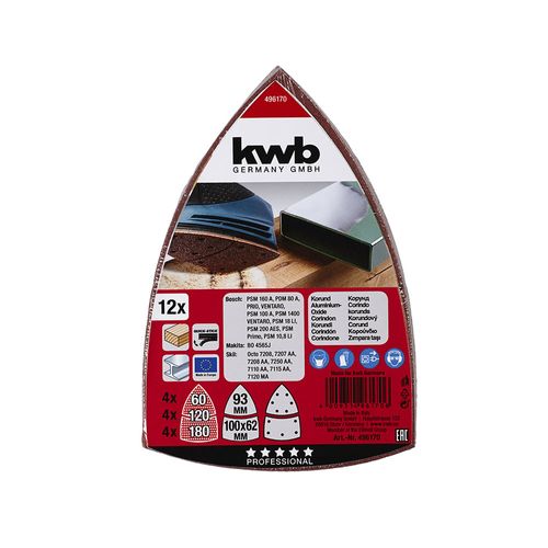 Set 12 Lijas Delta 93 Mm KWB