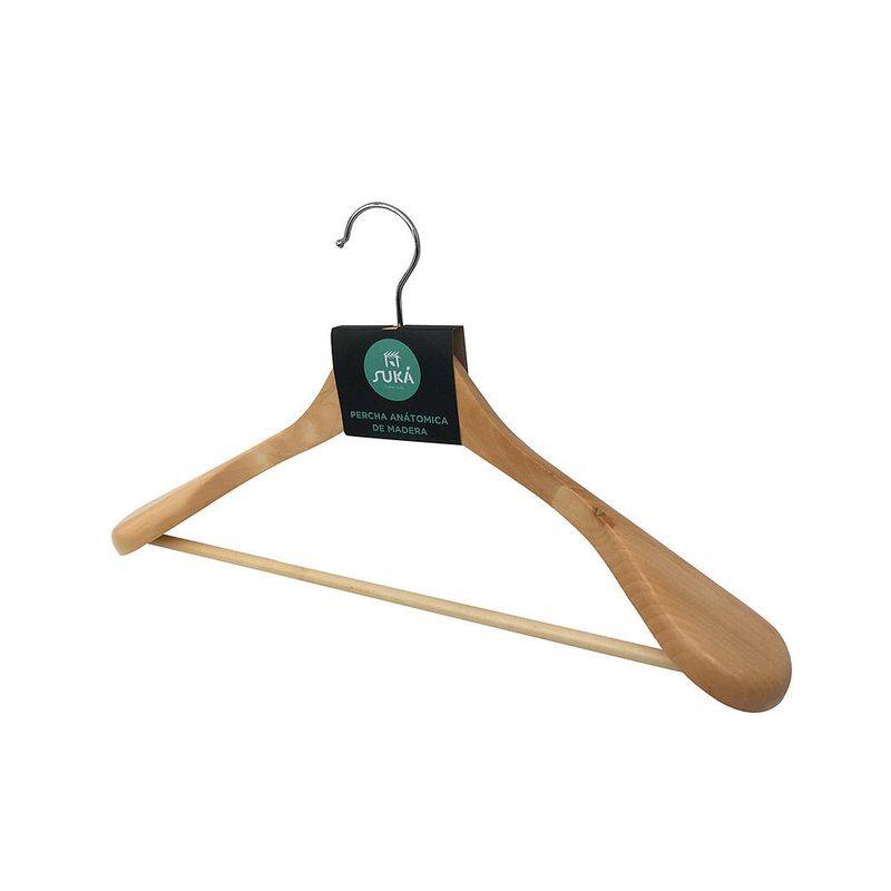 PERCHA MADERA ANATOMICA LUSTRADA CAMP. – Bazar Mafersa Mayorista