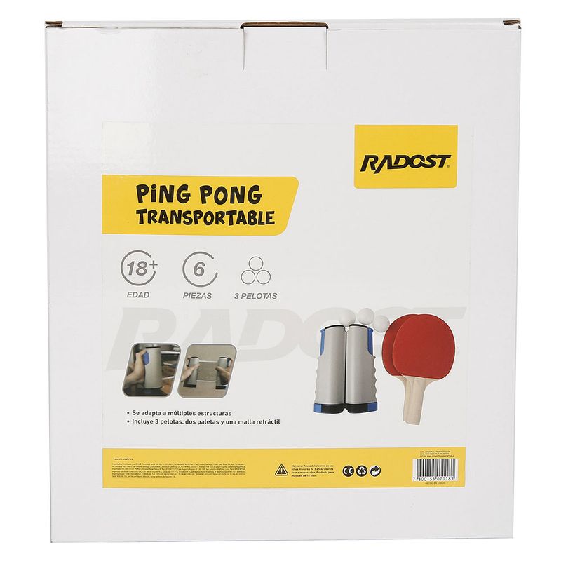 Set Ping Pong + Par paletas + Red retractil rollnet + 3 Pelotas -Ajust