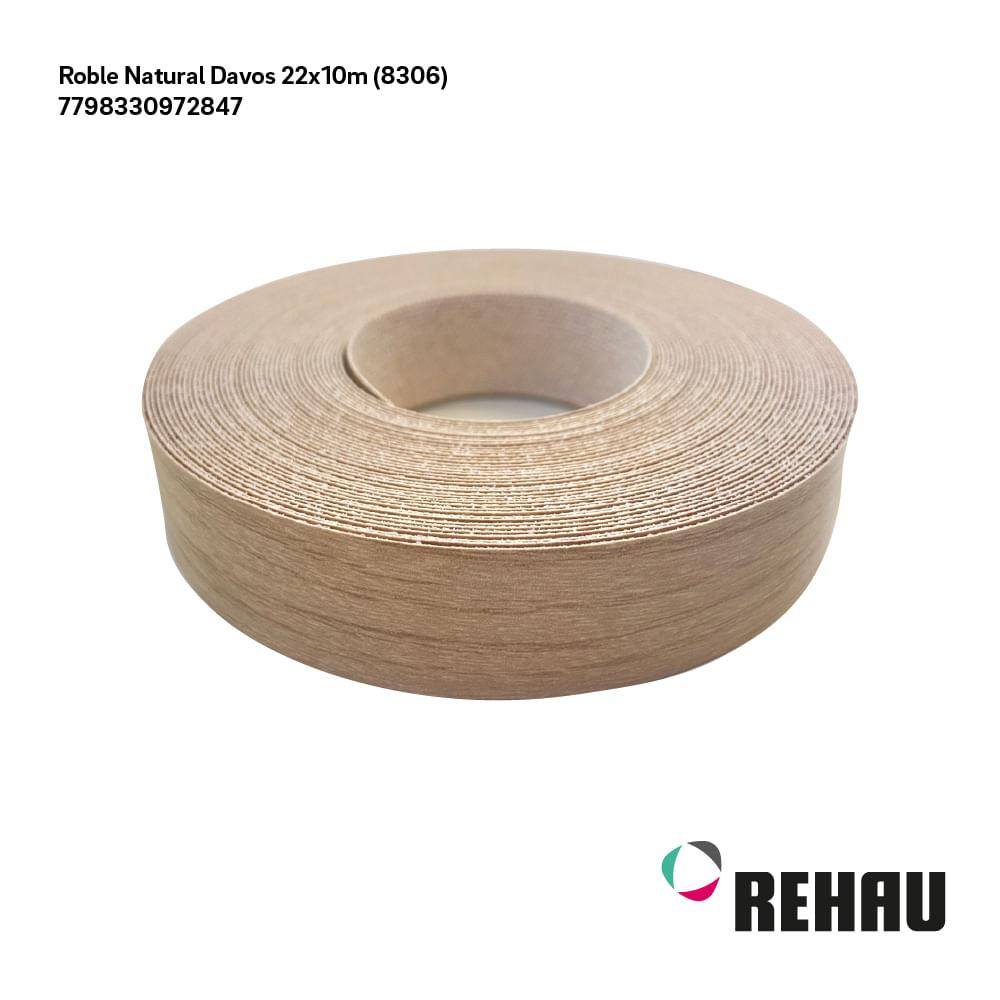 Tapacanto Melamina Roble Natural 22x10 Mm Rehau