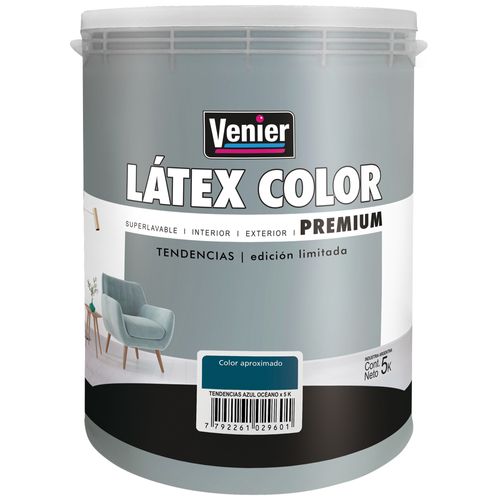 Pintura Látex Interior/Exterior Azul Oceano Mate 5 Lts Venier