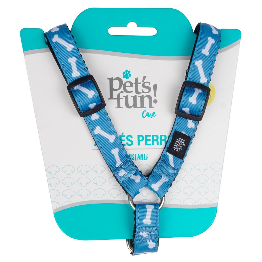 Arnés para Perros Talle S Azul con Huesitos Pet'S Fun