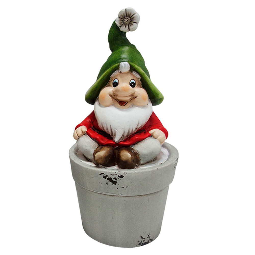Figura Decorativa Gnomo 10x21 Cm Cerámica Outzen