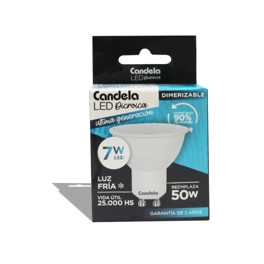 Led Dicroica Luz Fría GU10 7 W Dimerizable Candela