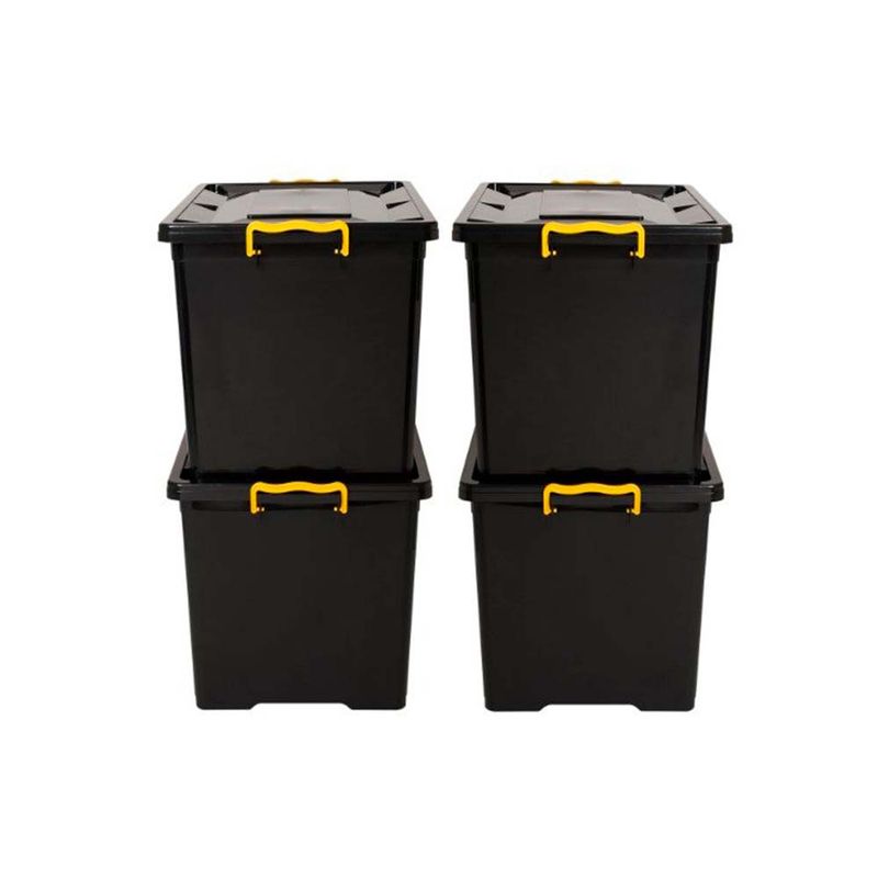 Caja Organizadora Plastica Apilable 75 Lts Con Tapa Y Ruedas