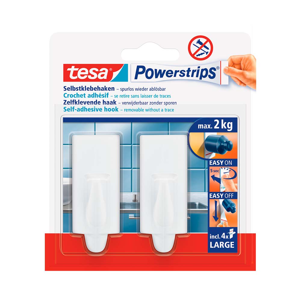 Gancho Adhesivo PS 3.06x12x14 Cm Blanco Tesa Powerstrips
