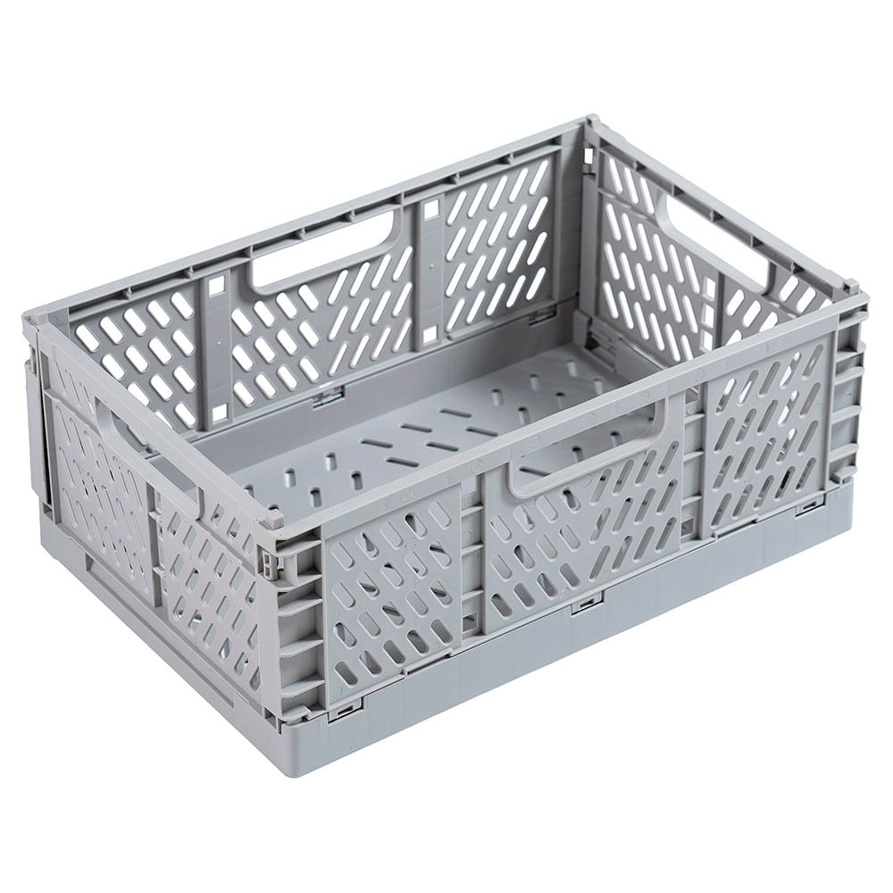 Canasto Organizador Plegable 30.5x19.7 Cm Polipropileno Gris Cotidiana