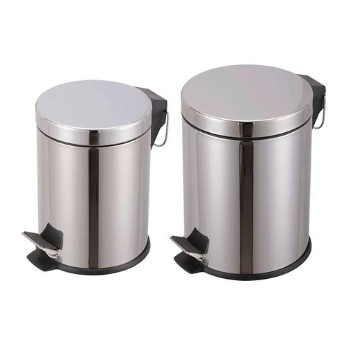 Set Basurero a Pedal 4.5 Lts y 2.8 Lts Metálico Gris Cotidiana