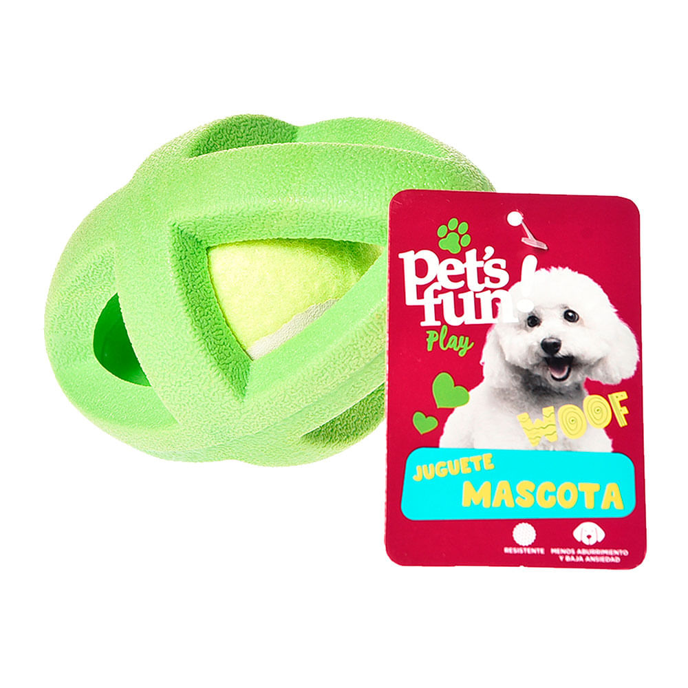 Pelota Para Perros 9x14.5 Cm Verde Pet's Fun