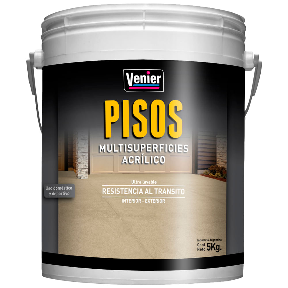 Pintura Para Pisos Gris Mate 5Kg Multisuperficies Venier