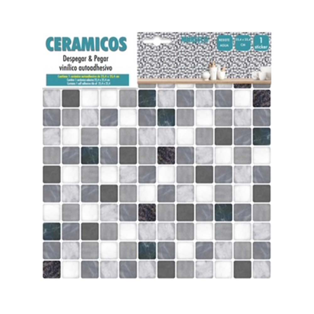 Vinilo Autoadhesivo Gris 25x25 Cm Ceramicos Muresco