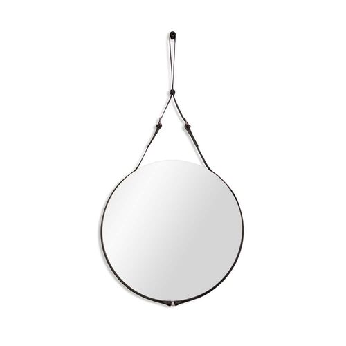 Espejo Decorativo 67 Cm Vidrio y Cuero Flex Negro Belt Reflejar