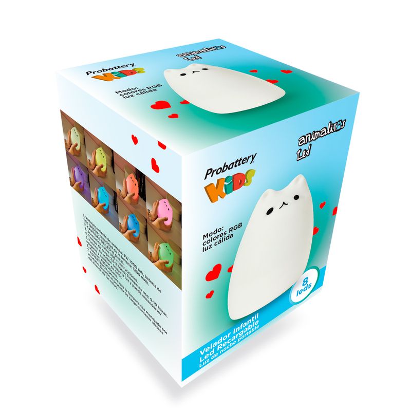 Velador Lampara Gatito Infantil Escritorio Led Recargable