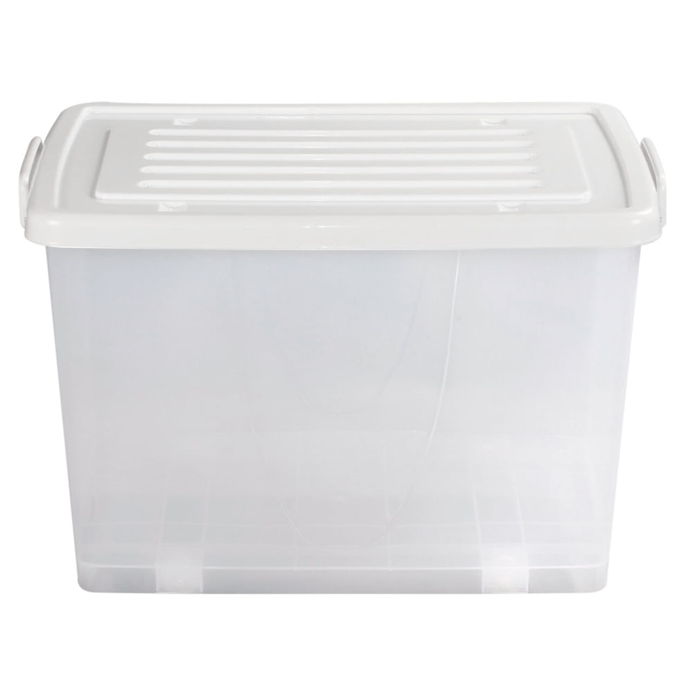 Caja Organizadora con Ruedas 100 Lts Polipropileno Transparente/Blanco Cotidiana