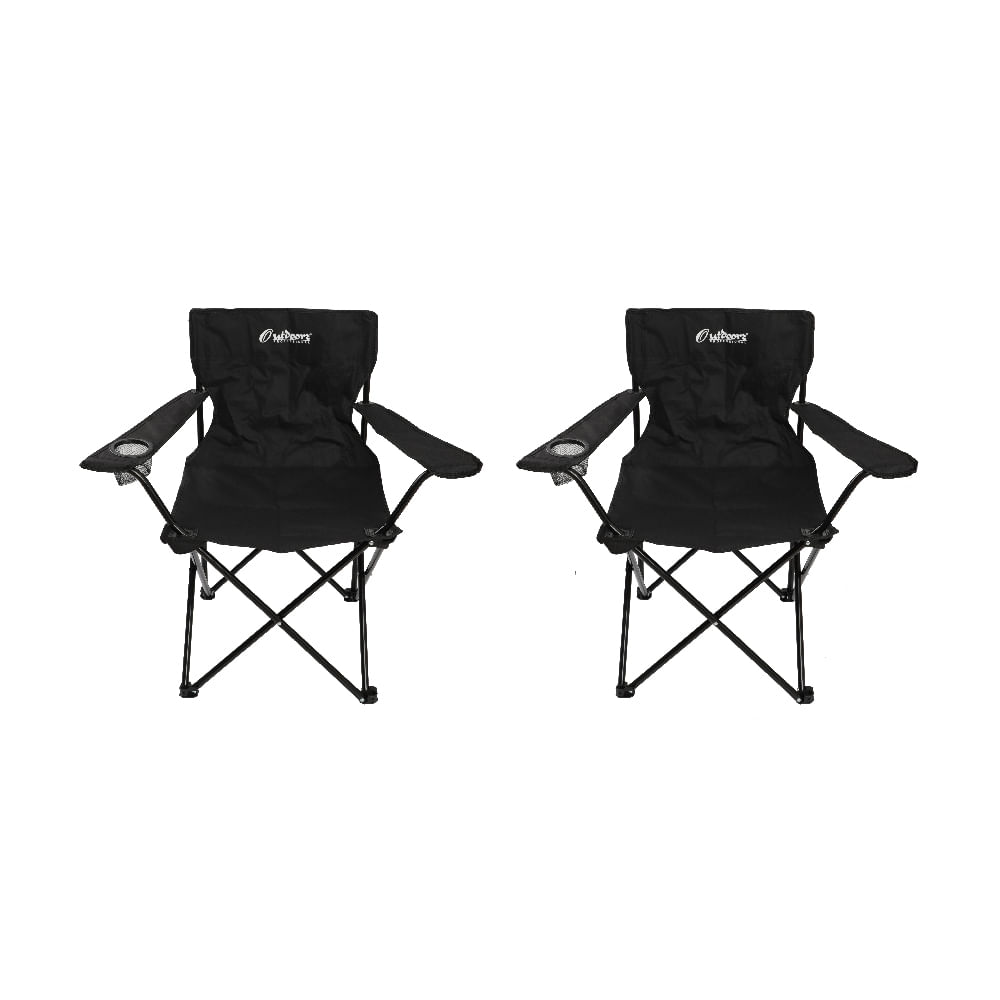 Set Camping Outdoors Professional Mesa + 2 Sillas Negro Easy