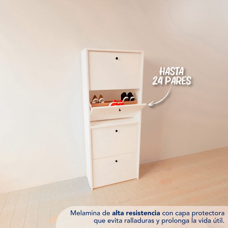 Mueble Zapatero Botinero Moderno Con Cajon 8 Pares Blanco