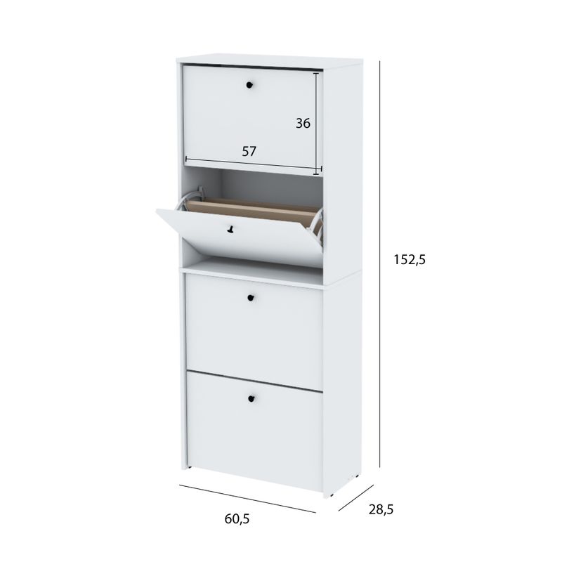 Mueble Zapatero Botinero Moderno Con Cajon 8 Pares Blanco