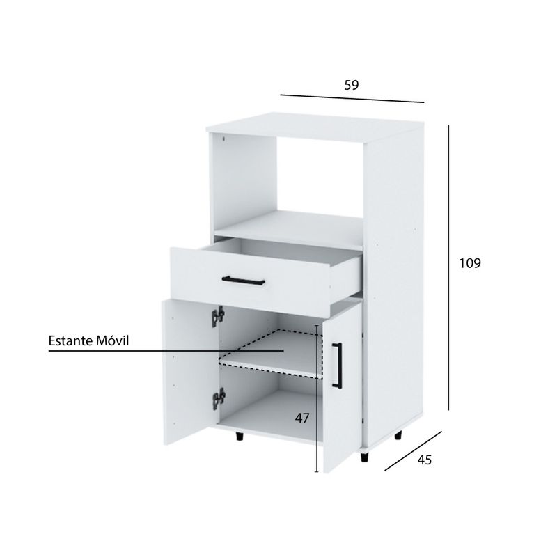 Mueble para microondas Use Blanco/Cemento