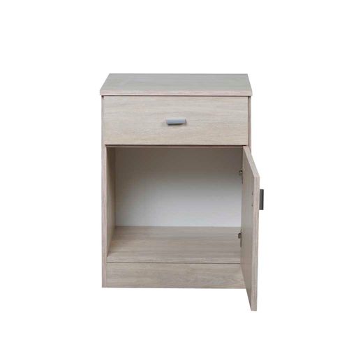 Mesa de Luz 45x39x62 Cm Fresno/Blanco 1 Cajón 1 Puerta Pluspack Ricchezze