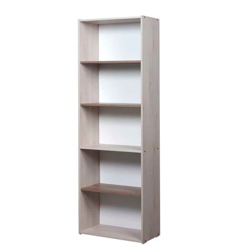 Biblioteca 5 Estantes 180x60x30 Cm Melamina Blanco Pino Mesina Ricchezze