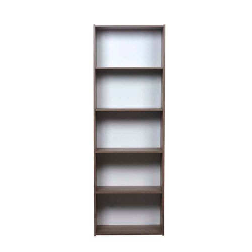 Biblioteca 5 Estantes 180x60x30 Cm Melamina Nebraska Gris Ricchezze