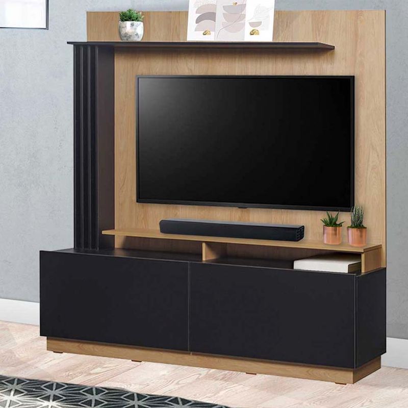 RoesselCodina Product: Peana TV PL2810-NEG con estante (110 cms de altura).  Negro.