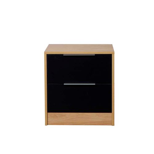 Mesa de Luz 45x37x49 Cm Negro 2 Cajones Murano Ricchezze